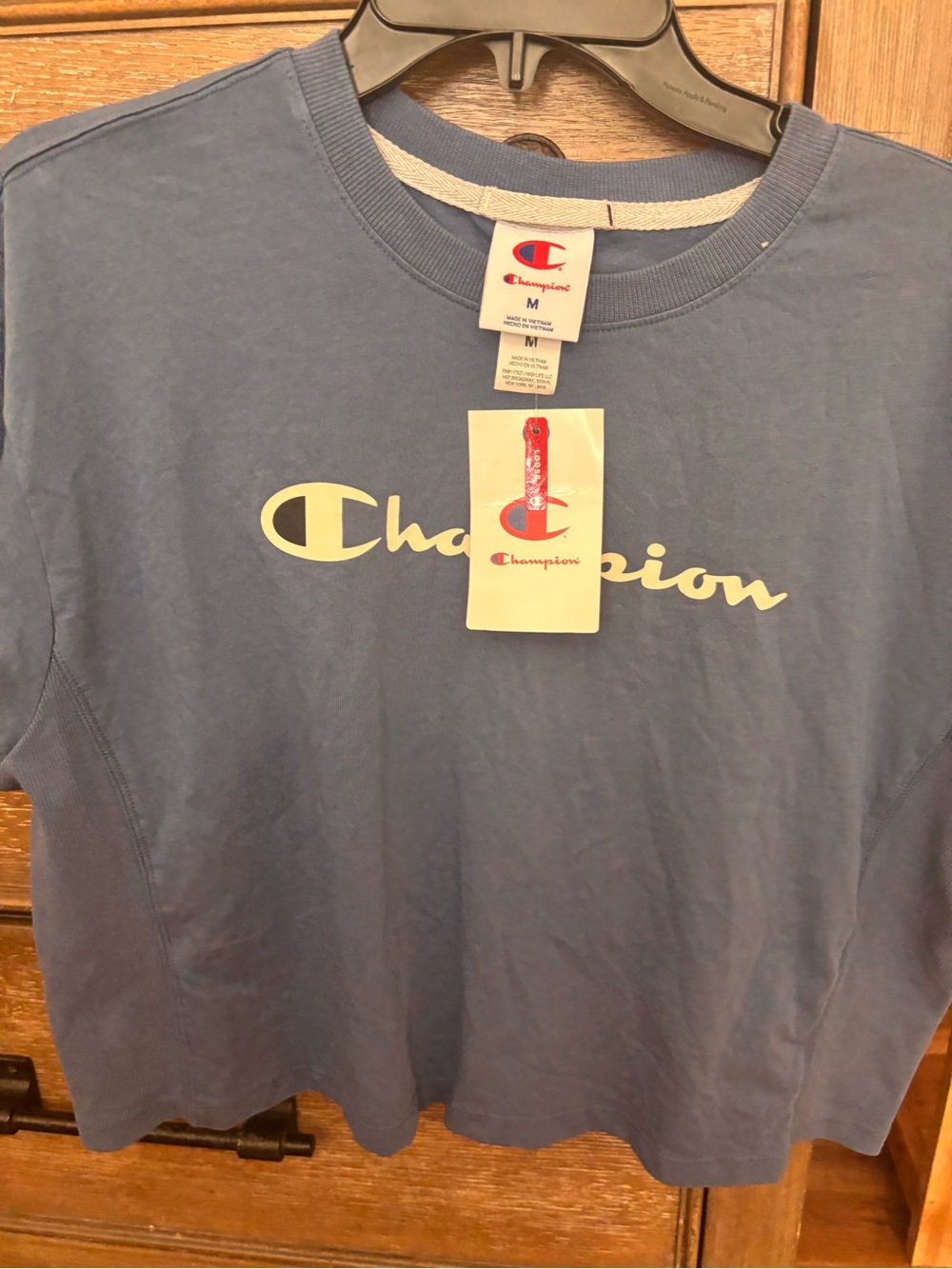 Champion Blue Crewneck with White Script Logo